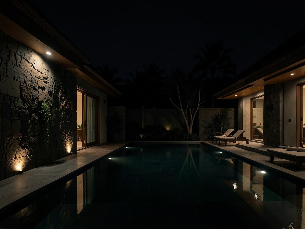 Cold plunge recovery area in a luxury Bali hotel wellness space